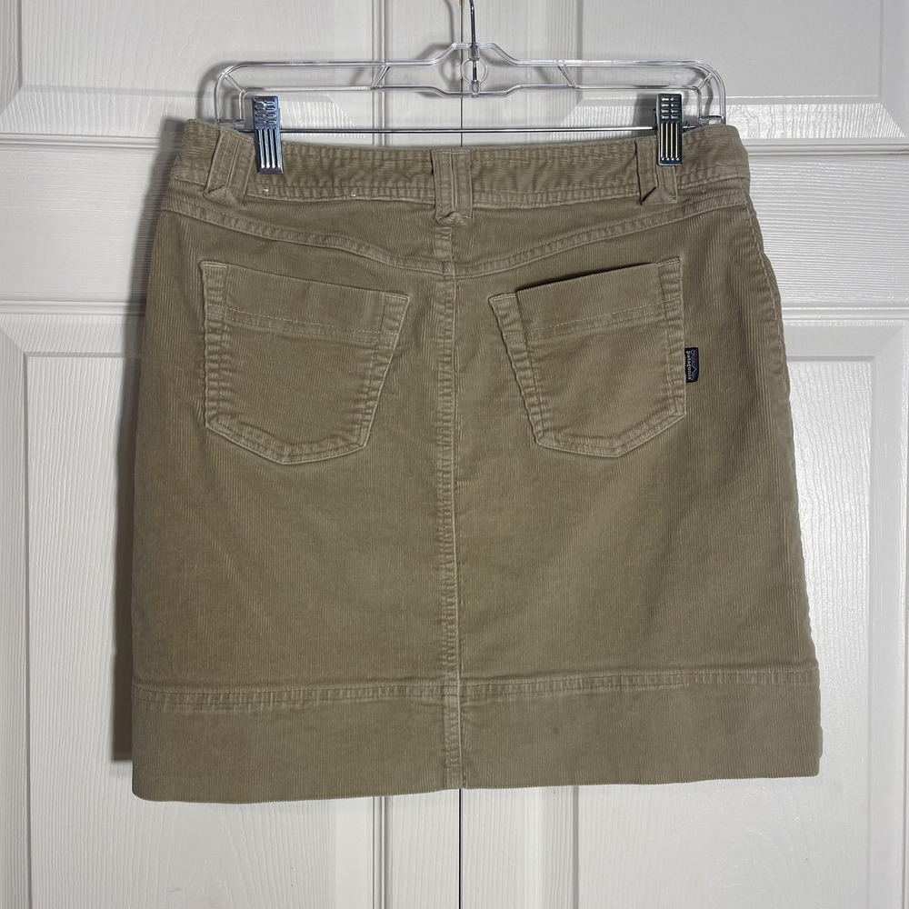 Patagonia Corduroy Skirt Women 4 Khaki Brown Straight Organic Cotton Mini Pocket - Picture 3 of 8
